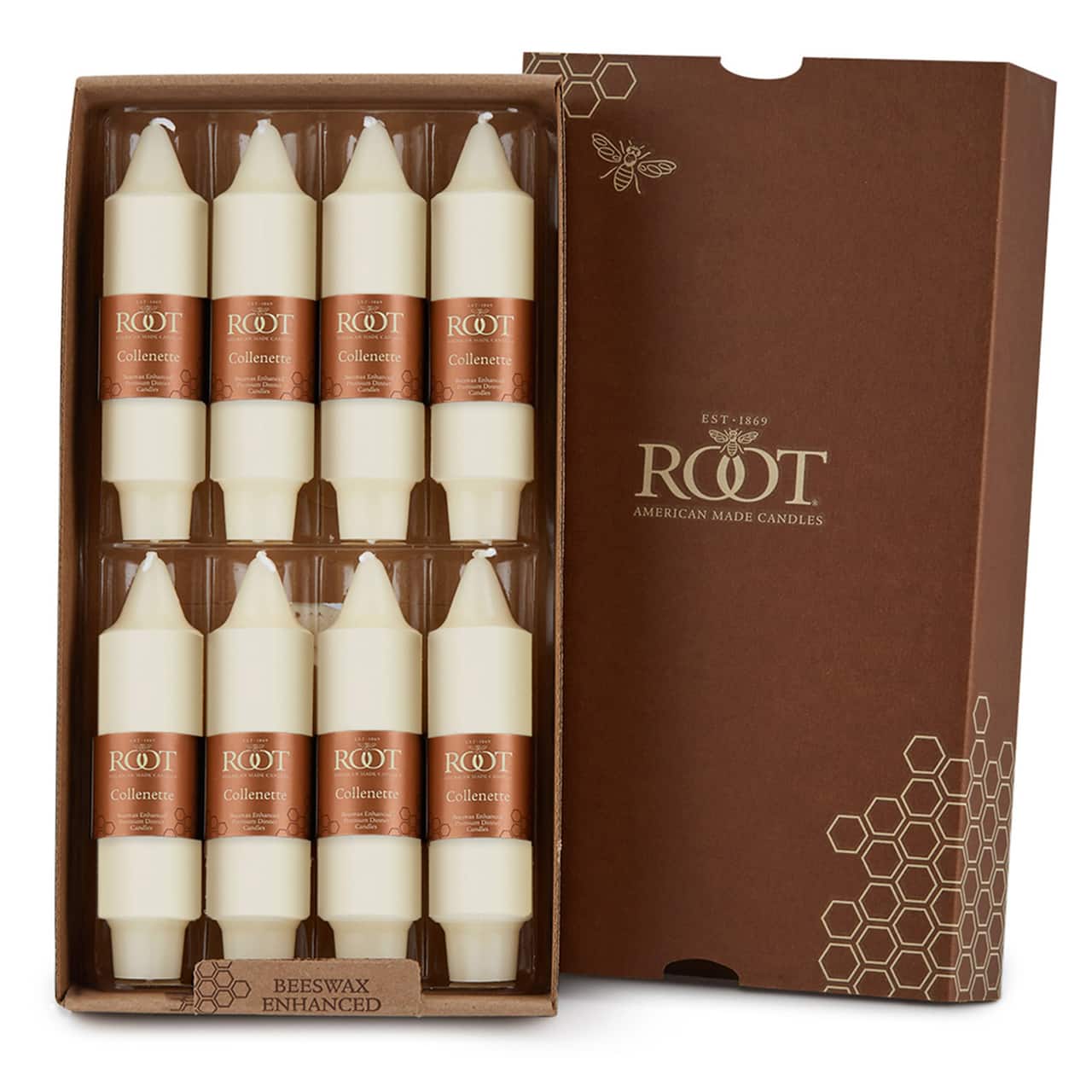 Root Candles 5" Unscented Smooth Collenette Taper Candles, 8ct.